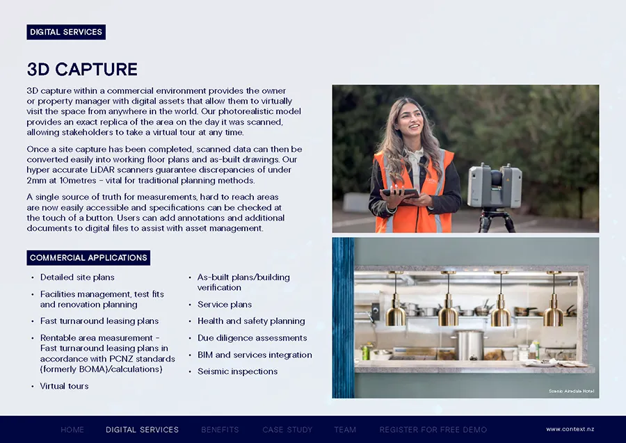 Page from the interactive PDF brochure — capability area detail.