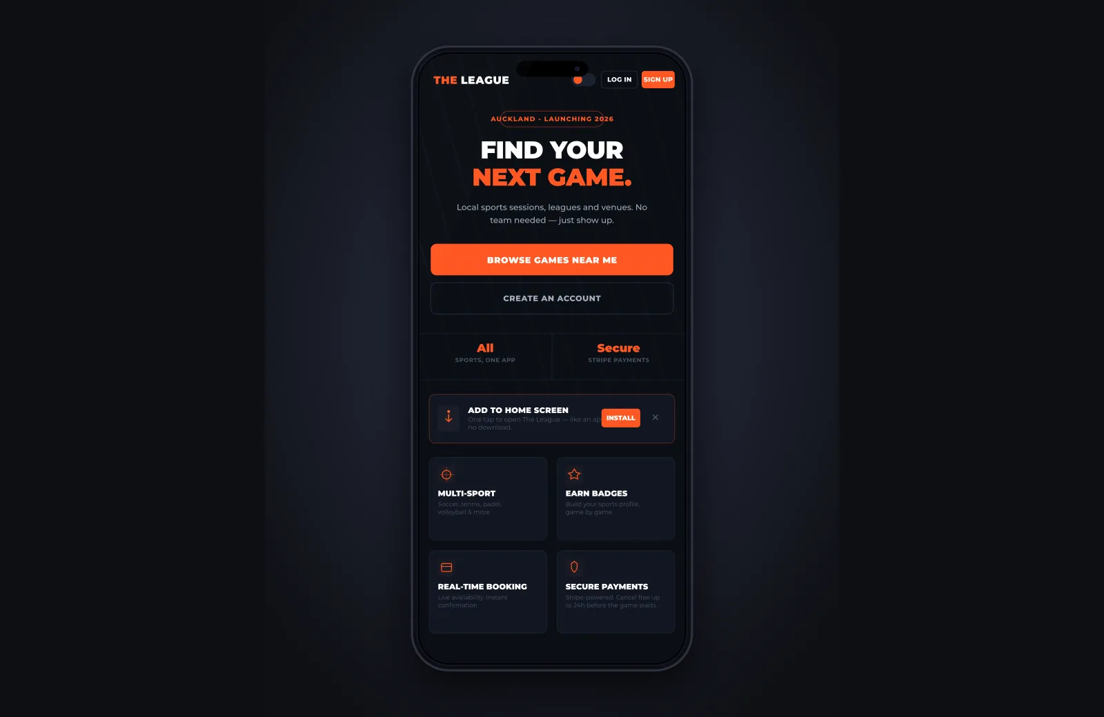 The League — Sports Booking Web App