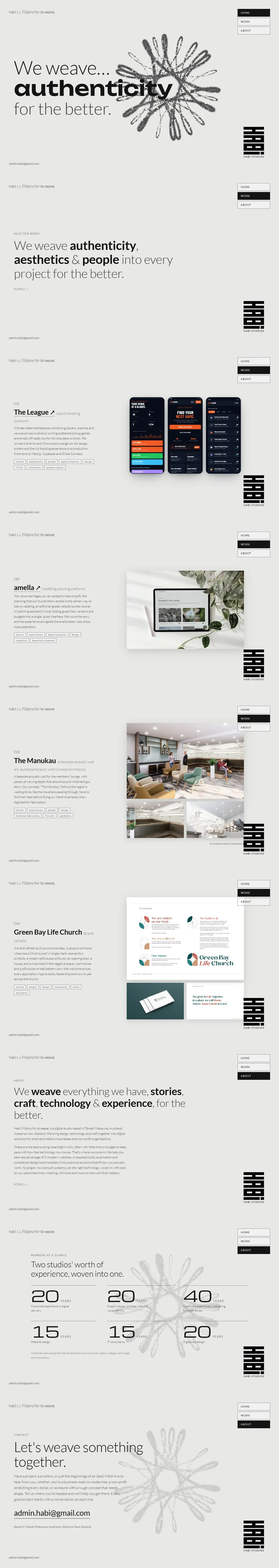 Full-page scroll of habi-studios.com, a design studio site.